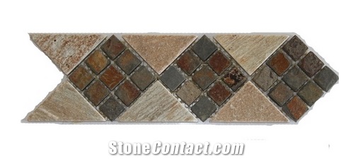 Slate Stone Wall Mosaic Border