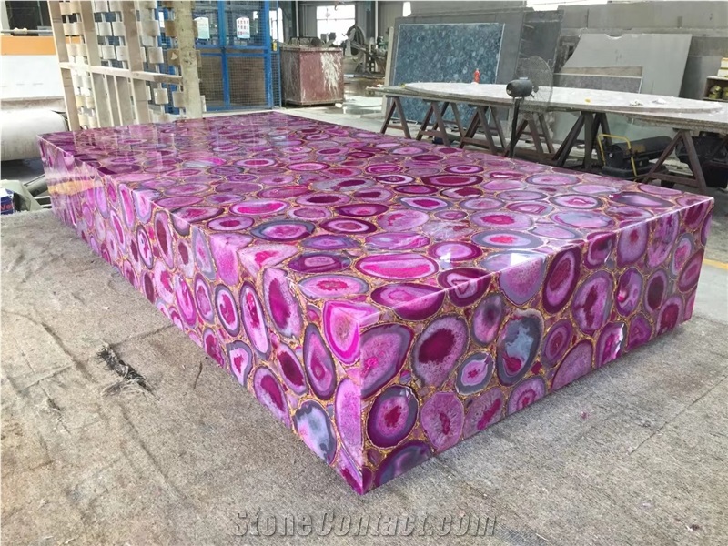 Semiprecious Stone Dining Table Tiger Eye Interior Tea Table