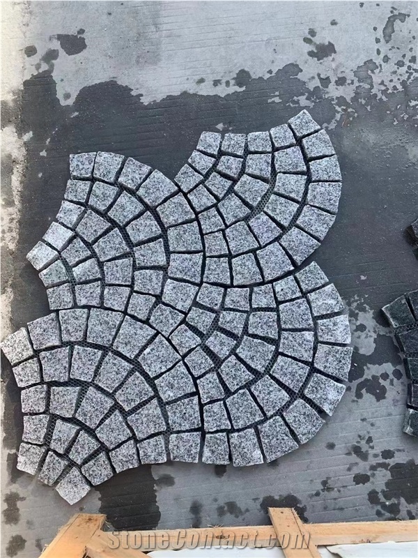 Cube Stone Paver Grey Granite Mesh Cobblestone Pavement