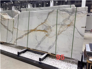 Marble Slab Pattern Calacatta Gold Borghini Gold Walll Tile