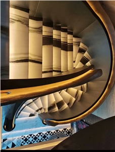 Marble Spiral Staircase Stone Panda Stair Treads Bookmatch