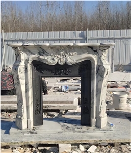 Sculptured Marble Indoor Fireplace Stone Modern Fireplace