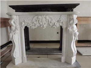 Sculptured Marble Indoor Fireplace Stone Modern Fireplace