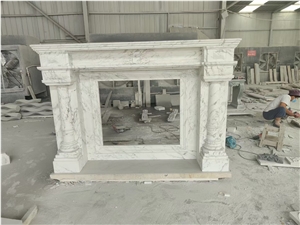 Sculptured Marble Indoor Fireplace Stone Modern Fireplace