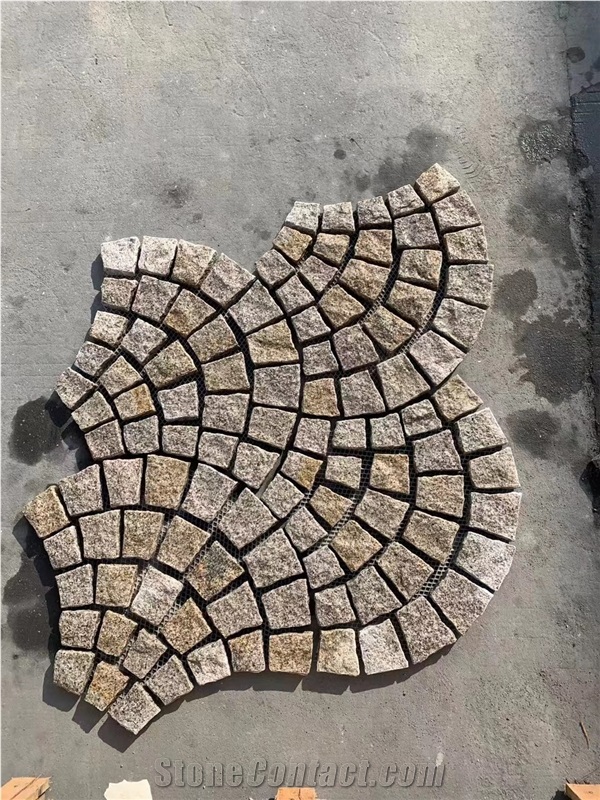 Stone Courtyard Walkway Paver Granite Mesh Cobblestone Paver