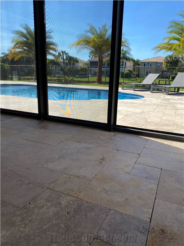 Swimming Pool Stone Paver Travertine Walnut Pool Tread Tile