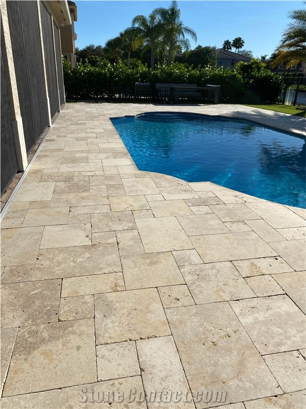 Swimming Pool Stone Paver Travertine Walnut Pool Tread Tile