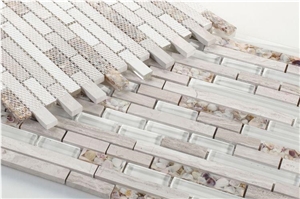 Linear Glass Sea Mosaic Tiles