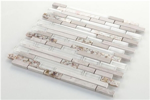 Linear Glass Sea Mosaic Tiles