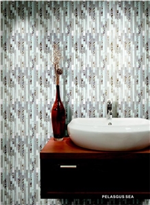 Linear Glass Sea Mosaic Tiles