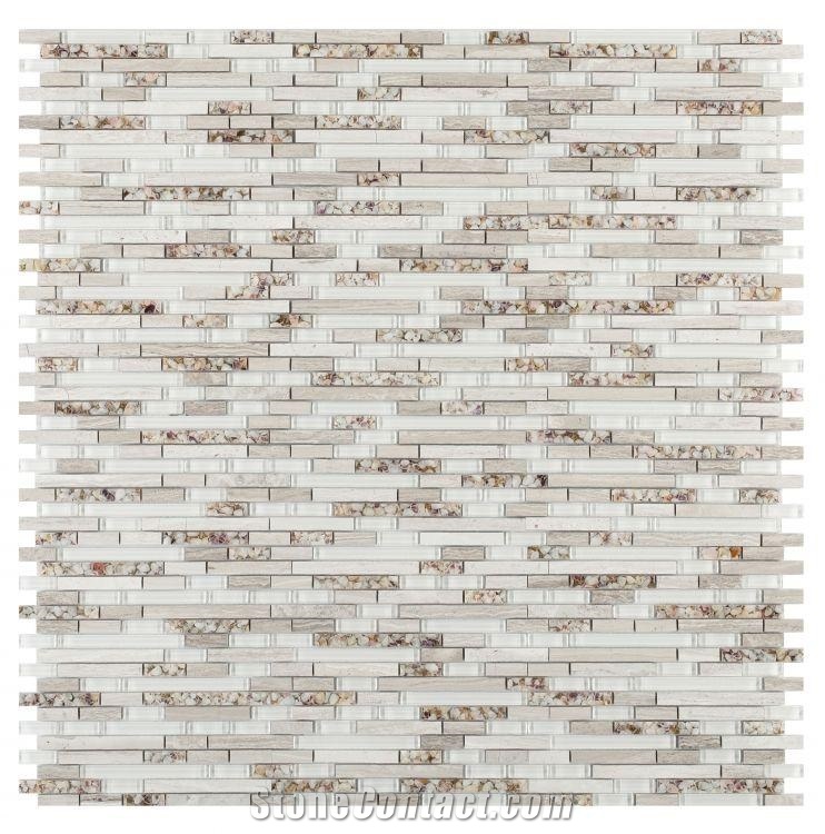 Linear Glass Sea Mosaic Tiles