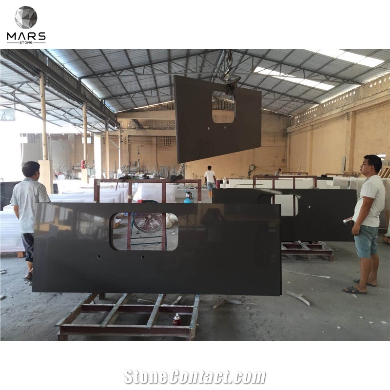 2Cm3cm Pure Black Quartz Kitchn Top Kitchen Countertops