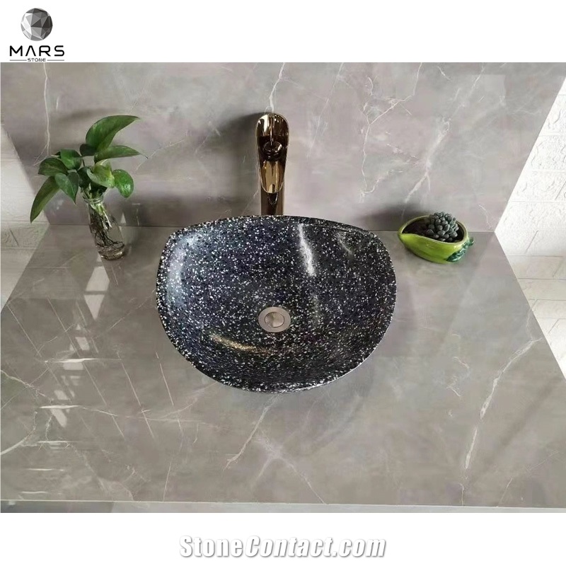 Artificial Cement Terrazzo Stone Washbasin Round Hand Basin