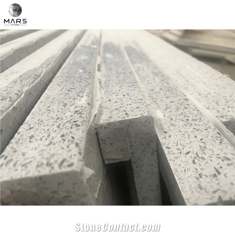 Artificial Mirror Sparkle White Grey Quartz Stone Kitchen Tops
