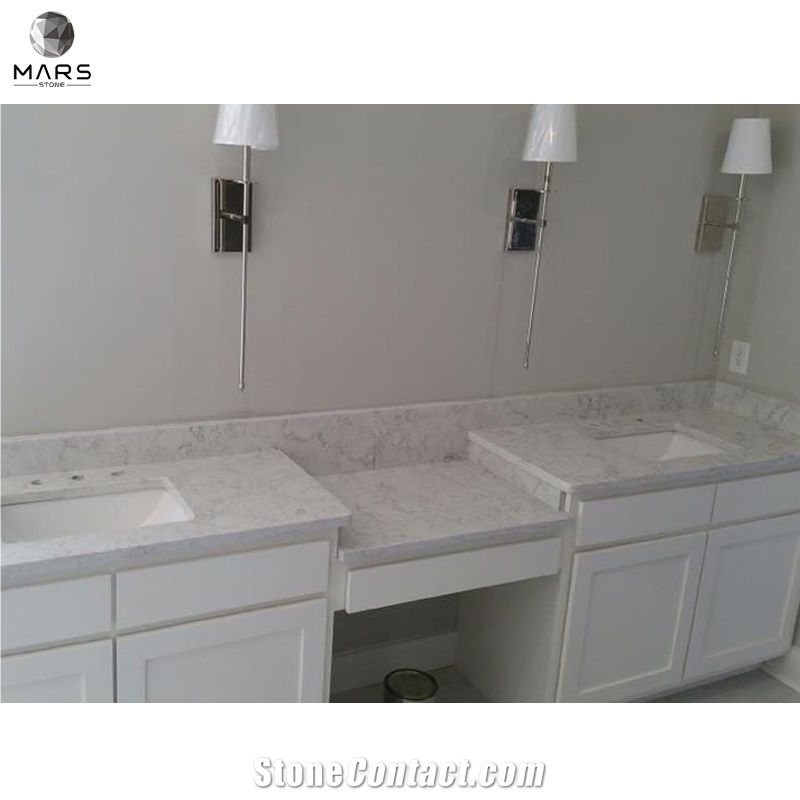 Artificial Quartz Engineered Stone White Kitchen Countertops