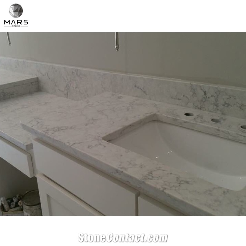Artificial Quartz Engineered Stone White Kitchen Countertops