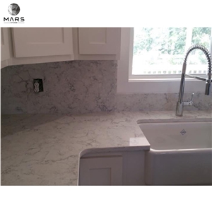 Artificial Quartz Engineered Stone White Kitchen Countertops