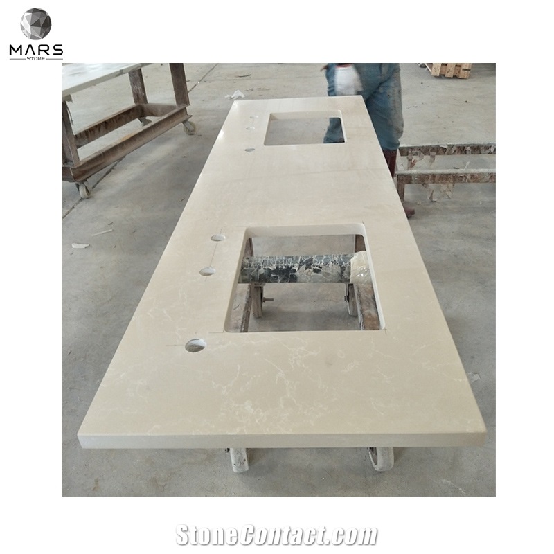 Artificial Stone Beige Quartz Batticino Hotel Countertop