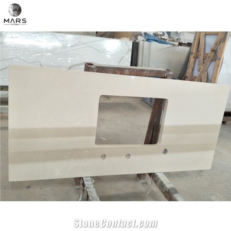 Artificial Stone Beige Quartz Batticino Hotel Countertop