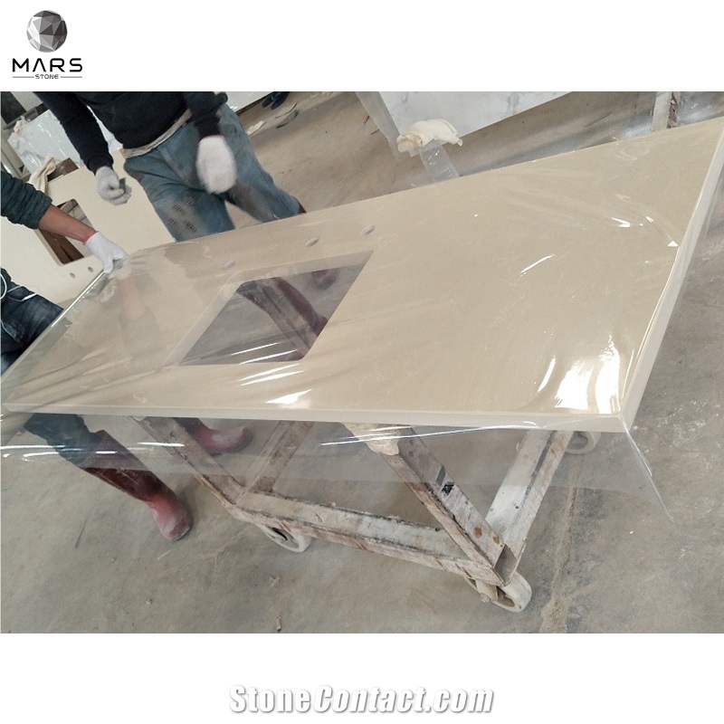 Artificial Stone Beige Quartz Batticino Hotel Countertop