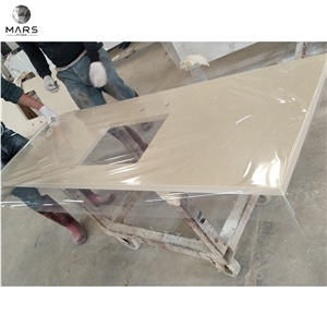 Artificial Stone Beige Quartz Batticino Hotel Countertop