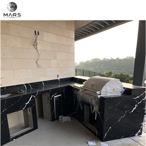 Black Artificial Quartz Stone Bar Counter Top Countertop