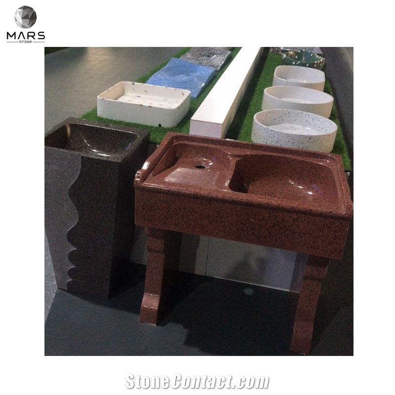 High Quality Artificial Terrazzo Popular Pedestal Wash Basin
