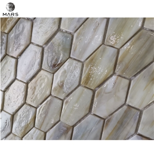 High Quality Glass Water Jet Mosaic Golden Mirror Wall