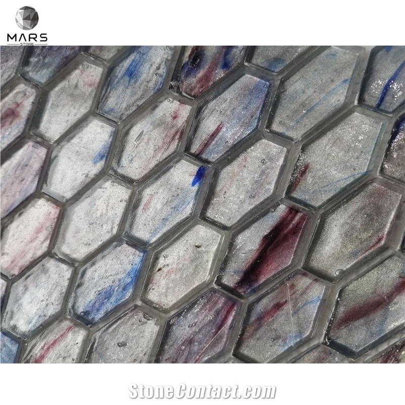High Quality Glass Water Jet Mosaic Golden Mirror Wall