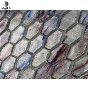 High Quality Glass Water Jet Mosaic Golden Mirror Wall