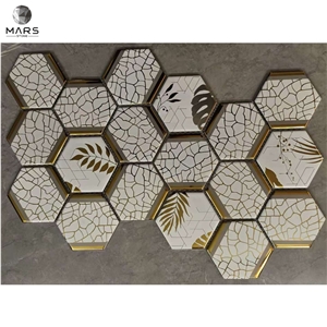 Luxury Glitter Metal Glass Beveled Mosaic Tiles For Wall