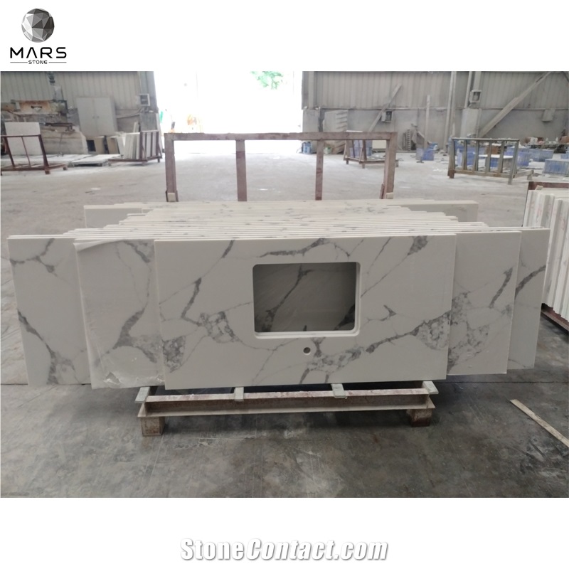 Luxury Home Design Pure White Quartz Countertop Kitchen
