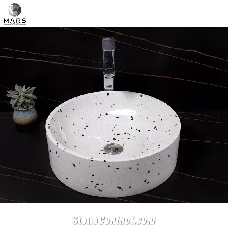 Modern Fashion Artificial Terrazzo Wash Basin Round Shape