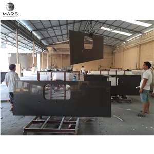 Prefab Quartz Stone Pure Brown Countertop
