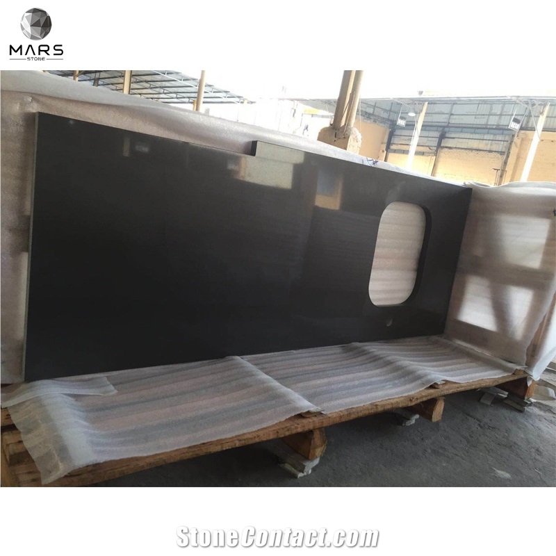 Prefab Quartz Stone Pure Brown Countertop