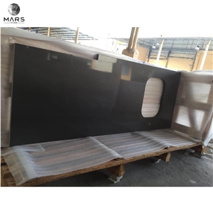 Prefab Quartz Stone Pure Brown Countertop