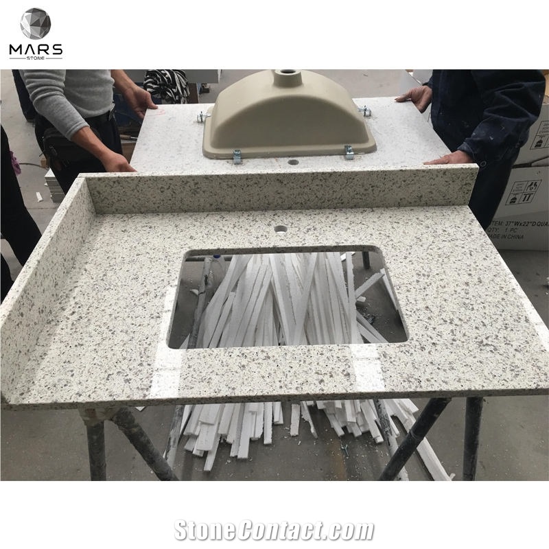 Rice White Quartz Eased Edges Kitchen Tops