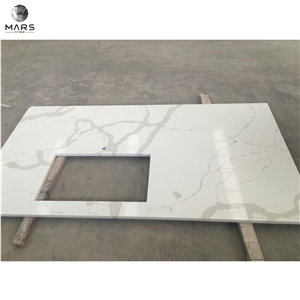 Sink Cutout Hole Island Top Grey Vein Calacatta Quartz