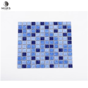 Swimming Pool Aquatic Ocean Blue Square Glass Mosaic Tile