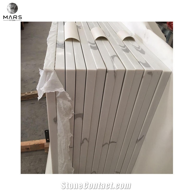 Wholesale Calacatta White Quartz Countertop Island Worktop