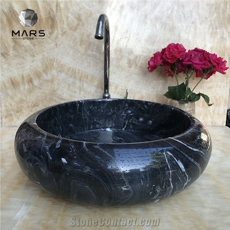 2021 Coffee Grey Wooden Vein Rectangular Marble Wash Basin