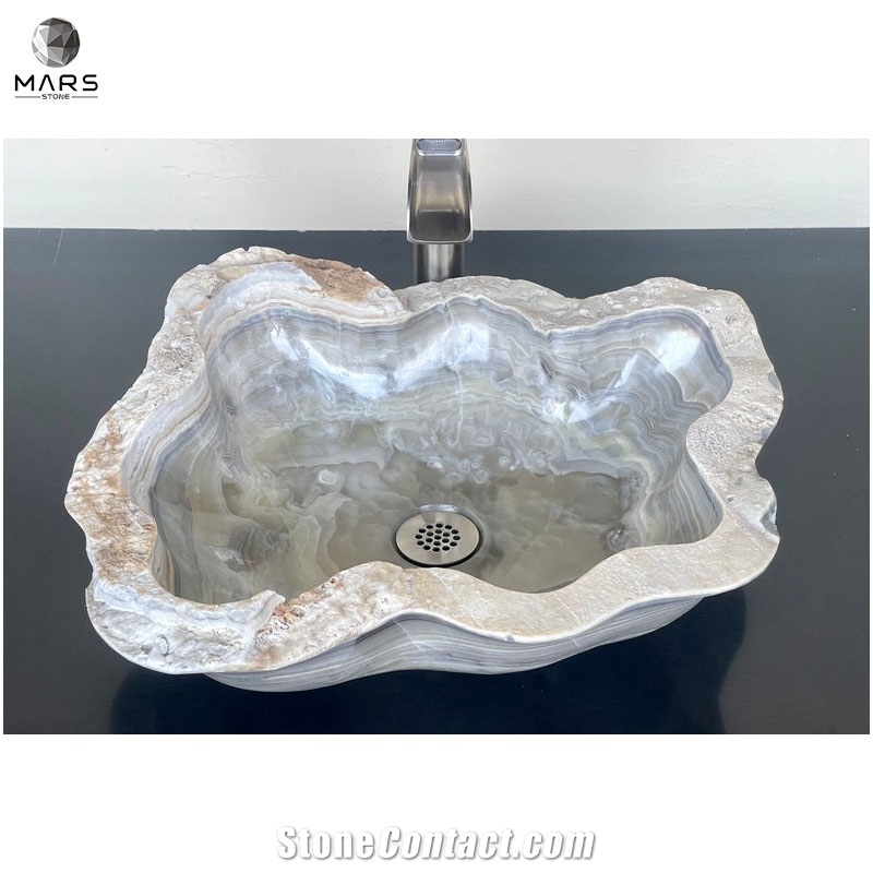Amazon Hot Sale Natural Stone Grey Volos Onyx Sink