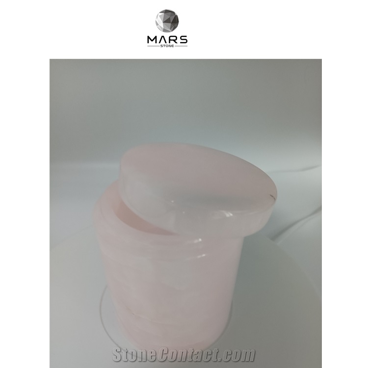 Amazon Onyx Back Lit Translucent Pink Onyx Candle Jar