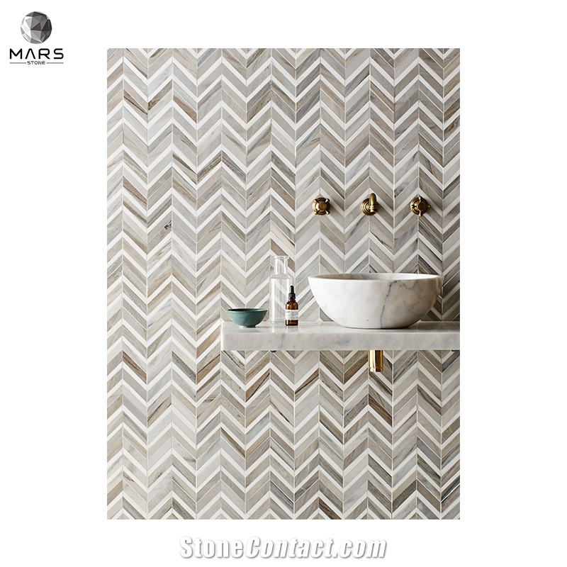 American Style Polished Chevron Calacatta Honed Pluto Basin