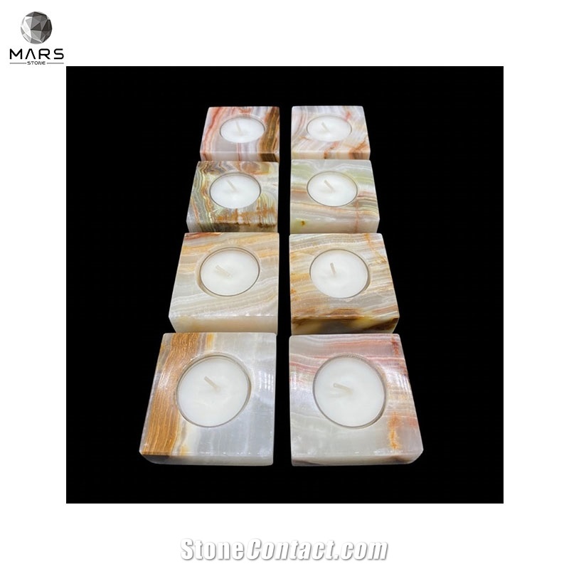 American Style Unique Custom Onyx Square Candle Holder