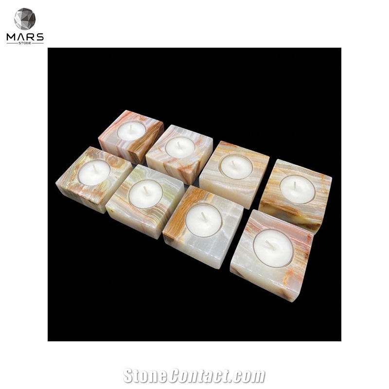 American Style Unique Custom Onyx Square Candle Holder