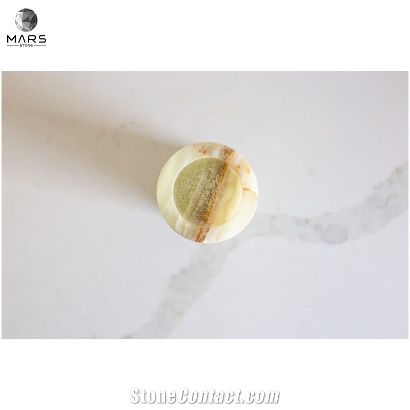 Artistic Handmade Light Green Onyx Candle Holder