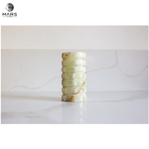 Artistic Handmade Light Green Onyx Candle Holder