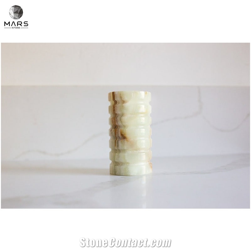 Artistic Handmade Light Green Onyx Candle Holder