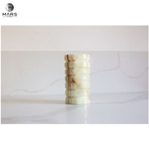 Artistic Handmade Light Green Onyx Candle Holder